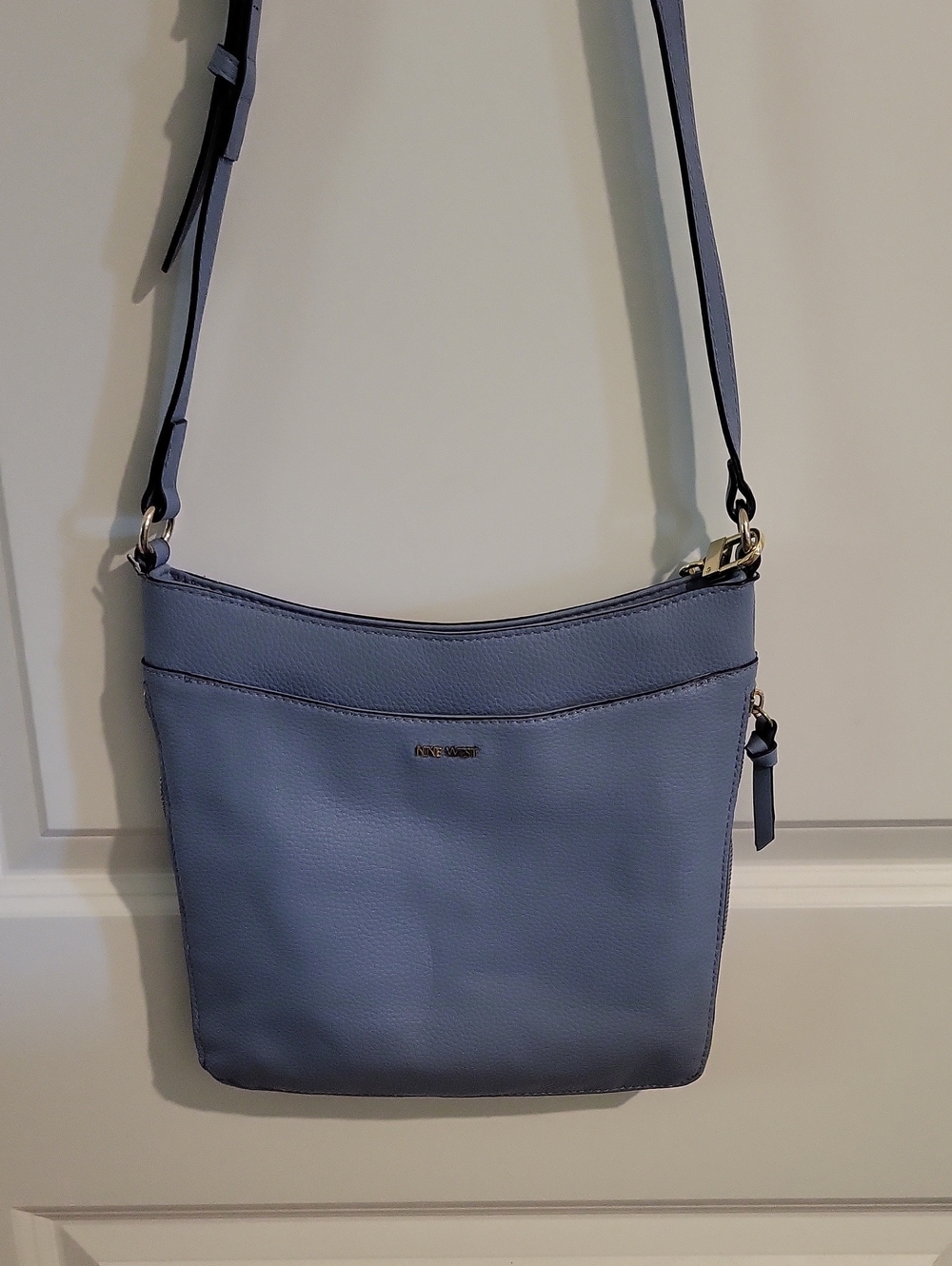 Nine West Light Blue Pebbled Crossbody Bag.